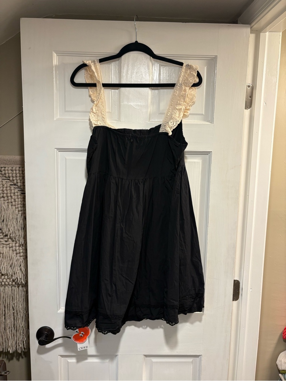 Cider Black Mini Dress with Cream Lace Trim - Picture 2 of 3